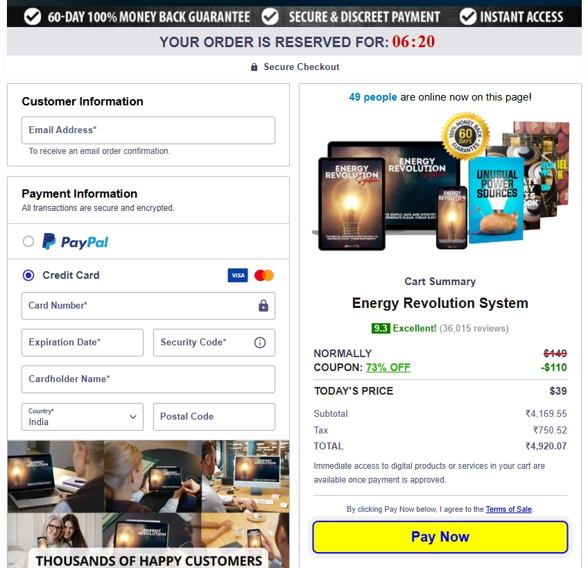 Energy Revolution System checkout page image